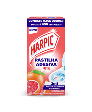 Pastilha Harpic Adesiva Frutal mantém o vaso sanitário limpo e perfumado diariamente