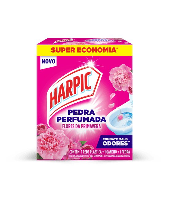 Harpic Pedra Perfumada Flores da Primavera para vaso sanitário, perfume duradouro a cada descarga