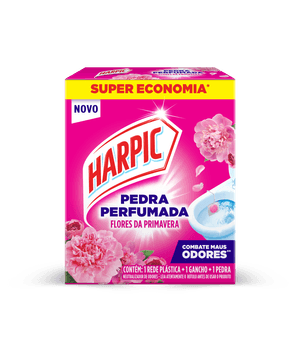Harpic Pedra Perfumada Flores da Primavera para vaso sanitário, perfume duradouro a cada descarga
