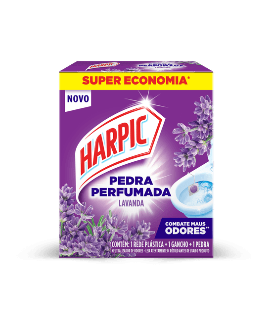 Harpic Pedra Perfumada Lavanda para vaso sanitário, perfume duradouro a cada descarga