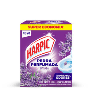 Harpic Pedra Perfumada Lavanda para vaso sanitário, perfume duradouro a cada descarga