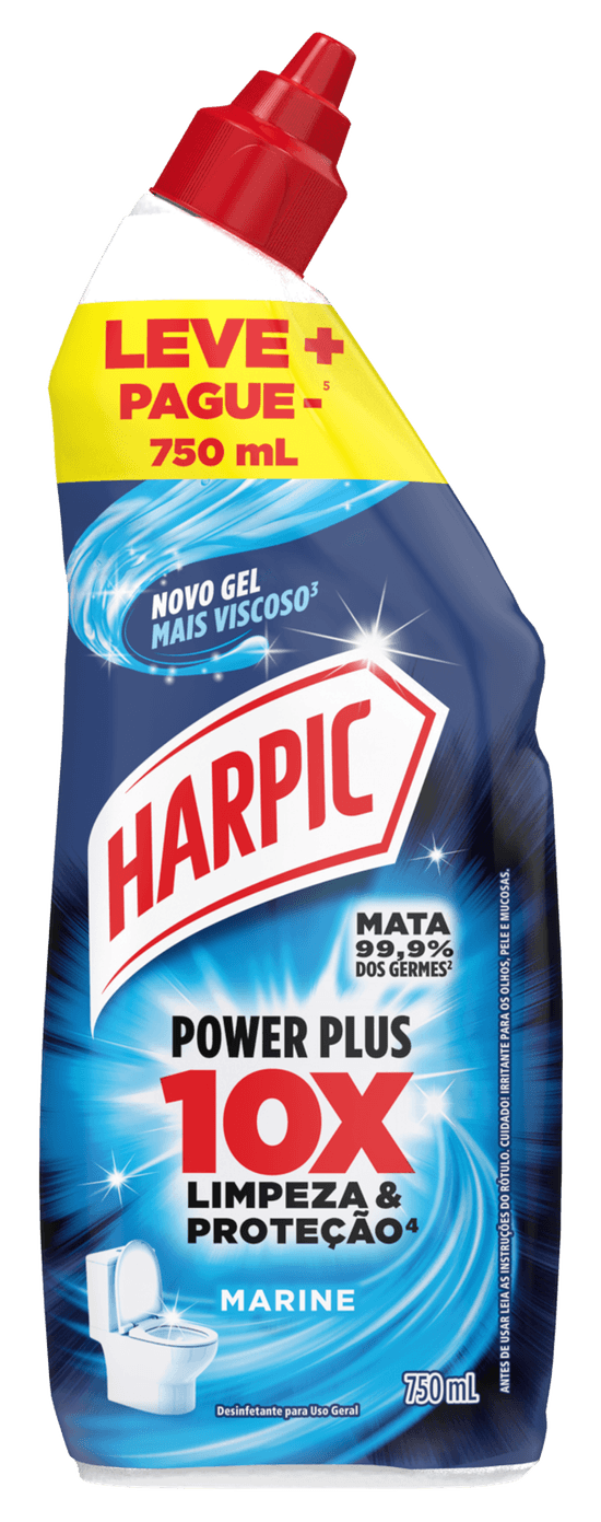 Harpic Power Plus Marine 750ml/763g com bico aplicador para vaso sanitário
