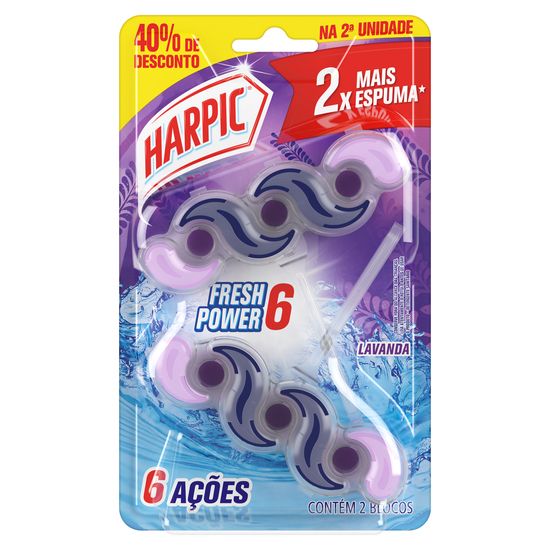 Harpic Fresh Power 6 Lavanda Twinpack perfume agradável e espuma limpadora com ação anti manchas