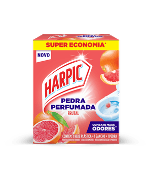 Harpic Pedra Perfumada Frutal para vaso sanitário, perfume duradouro a cada descarga