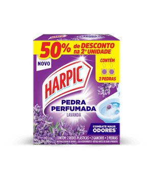 Harpic Pedra Perfumada Lavanda para vaso sanitário, perfume duradouro a cada descarga