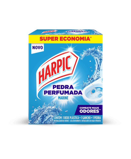 Harpic Pedra Perfumada Marine para vaso sanitário, perfume duradouro a cada descarga