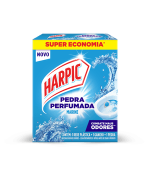 Harpic Pedra Perfumada Marine para vaso sanitário, perfume duradouro a cada descarga