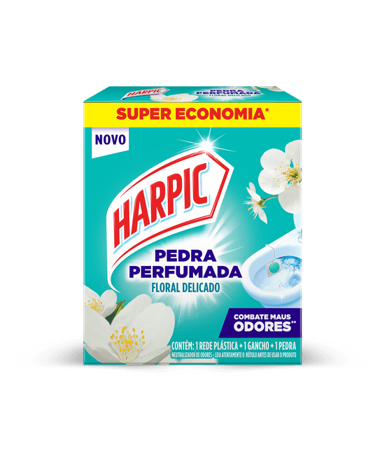 Harpic Pedra Perfumada Floral Delicado para vaso sanitário, perfume duradouro a cada descarga