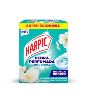 Harpic Pedra Perfumada Floral Delicado para vaso sanitário, perfume duradouro a cada descarga