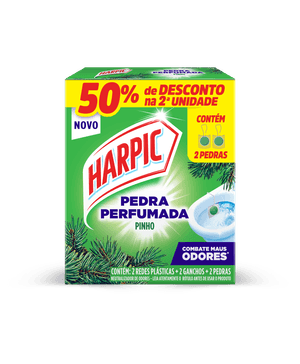 Harpic Pedra Perfumada Pinho para vaso sanitário, perfume duradouro a cada descarga
